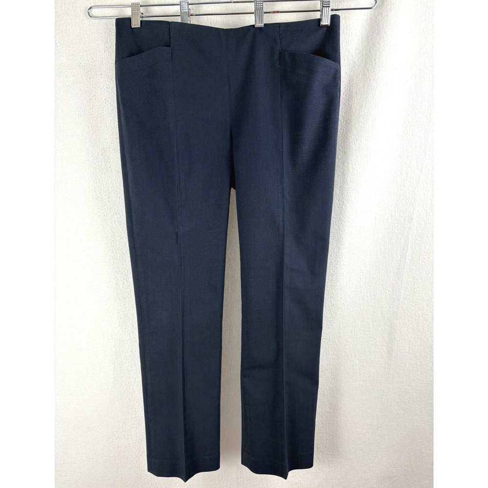 Corey Lynn Calter Womens Navy Blue Cotton Blend Straight Leg Dress Pants Size 14